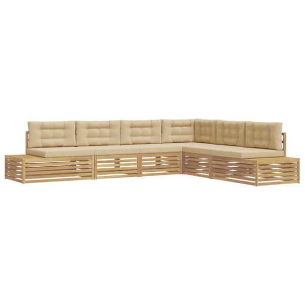 7 Stk. Outdoor-Sofagarnitur Polyester Weiß