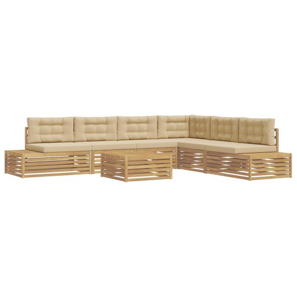 8 Stk. Outdoor-Sofagarnitur Polyester Weiß