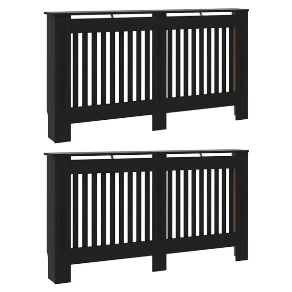 Heizkörperabdeckung 2 stk. Schwarz 152 x 19 x 81,5 cm