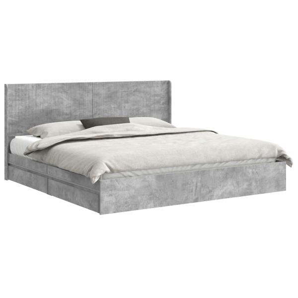 Bettgestell mit Stauraum und Kopfteil Betongrau 200 x 200 cm