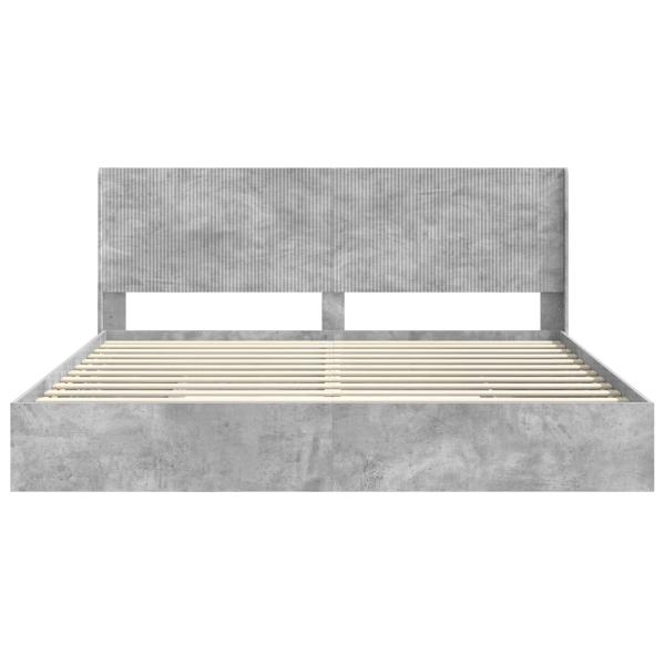 Bettgestell mit Stauraum und Kopfteil Betongrau 200 x 200 cm
