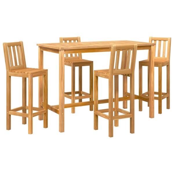 Outdoor Bar Set 5 stk. Natur Massivholz Teak