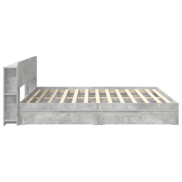 Bettgestell mit Stauraum Betongrau 200 x 200 cm Holzwerkstoff