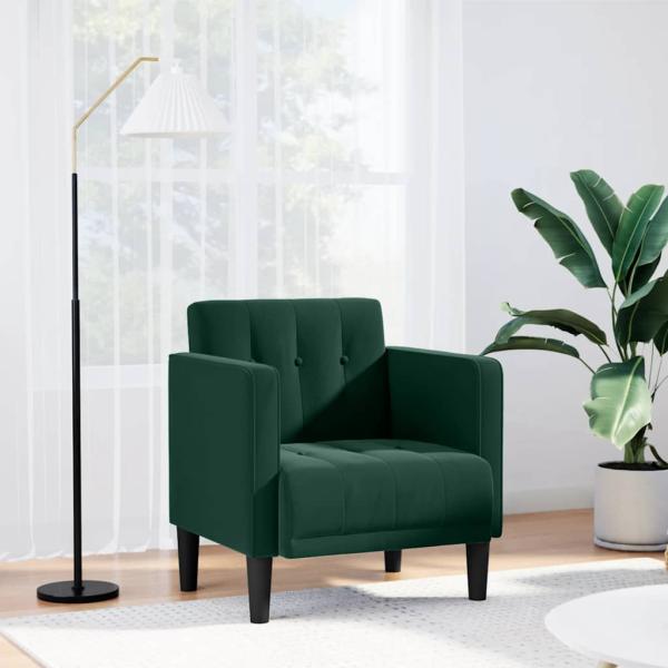 ARDEBO.de - Sessel mit Armlehnen Dunkelgrün 53 cm Samt