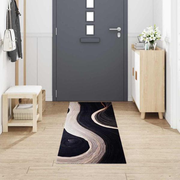 Küchen Teppich Schwarz 300 x 60 cm Samt