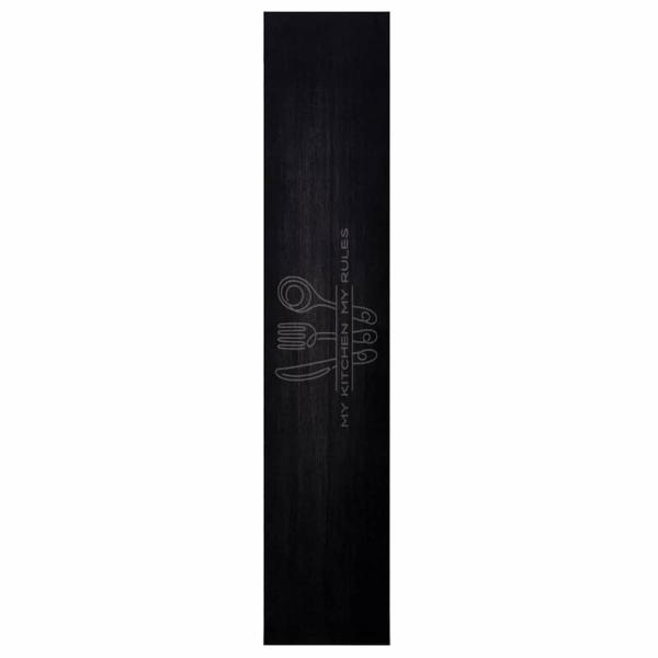 Küchen Teppich Besteck Schwarz 300 x 60 cm Samt