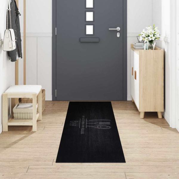 Küchen Teppich Besteck Schwarz 300 x 60 cm Samt