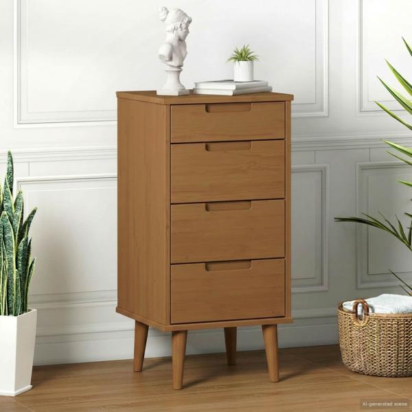 ARDEBO.de - Kommode MOLDE Karamell 40 x 35 x 82 cm Massives Kiefernholz