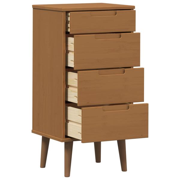 Kommode MOLDE Karamell 40 x 35 x 82 cm Massives Kiefernholz