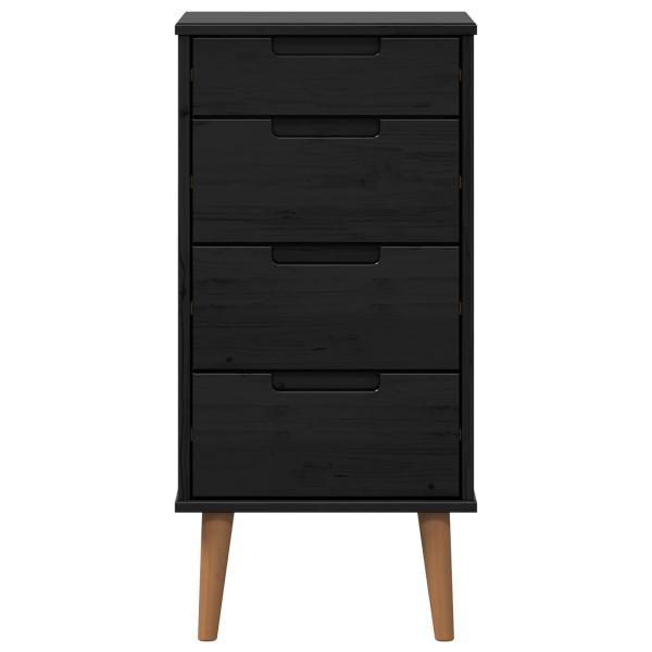 Kommode MOLDE Schwarz 40 x 35 x 82 cm Massives Kiefernholz