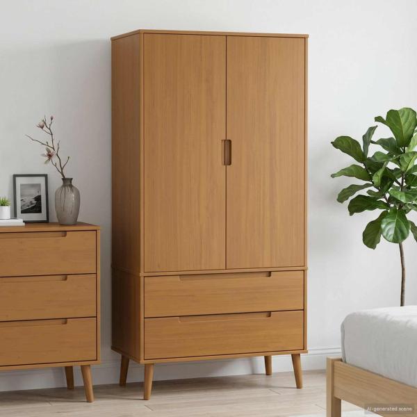 ARDEBO.de - Kleiderschrank MOLDE Karamell 90 x 55 x 175 cm
