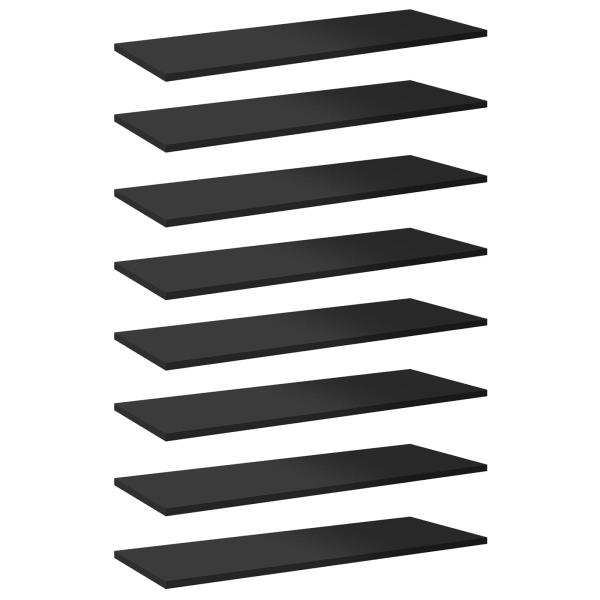 Bücherregal-Bretter 8 Stk. Hochglanz-Schwarz 80x30x1,5 cm