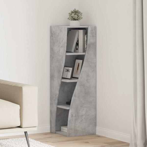ARDEBO.de - Eckschrank 32x32x102cm Holzwerkstoff Betongrau