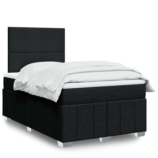 ARDEBO.de - Boxspringbett mit Matratze Schwarz 120x190 cm Stoff