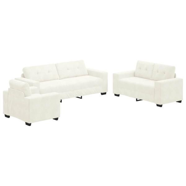 Sofa Set 3 Stk. Creme Samt