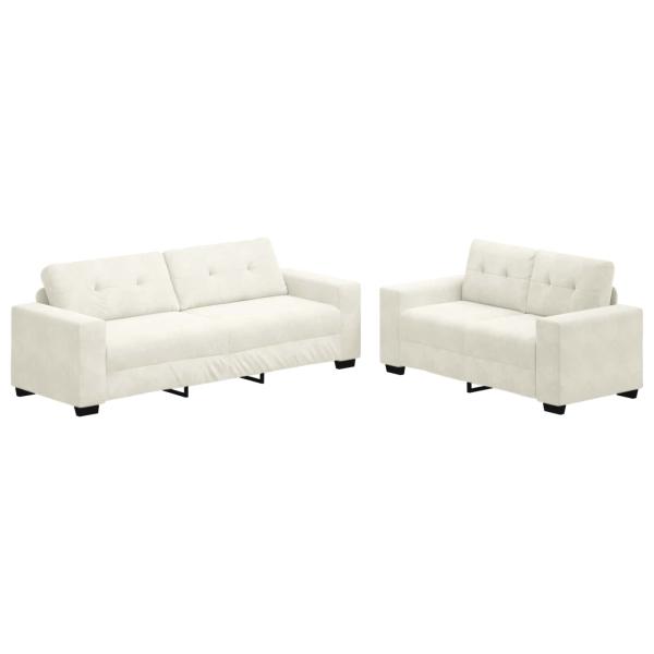 ARDEBO.de - Sofa 2 stk. Creme Samt