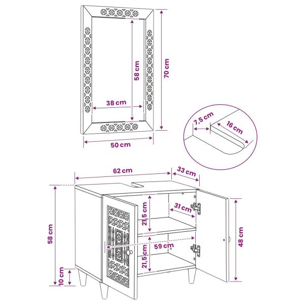 Badezimmermöbel-Set 2 stk. Braun 62 x 33 x 58 cm Holzwerkstoff