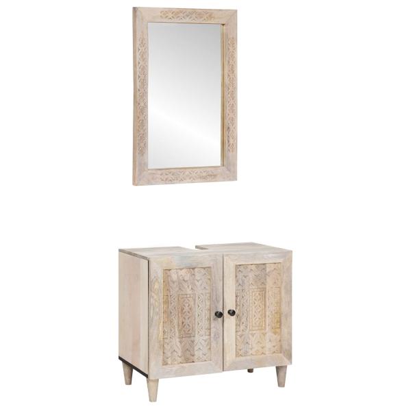 ARDEBO.de - Badezimmermöbel-Set mit Regal mit Tür 2 pcs Weiß Holzwerkstoff