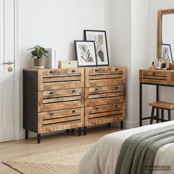 ARDEBO.de - Stauraumschränke 2 Stk. 120 x 33 x 75 cm Massivholz Mango