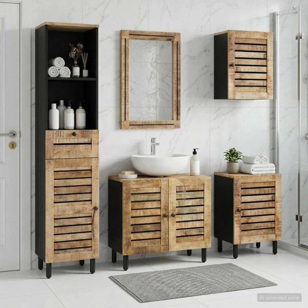 ARDEBO.de - Badezimmerschrank-Set 5 Stk. Natur 38 x 33 x 160 cm