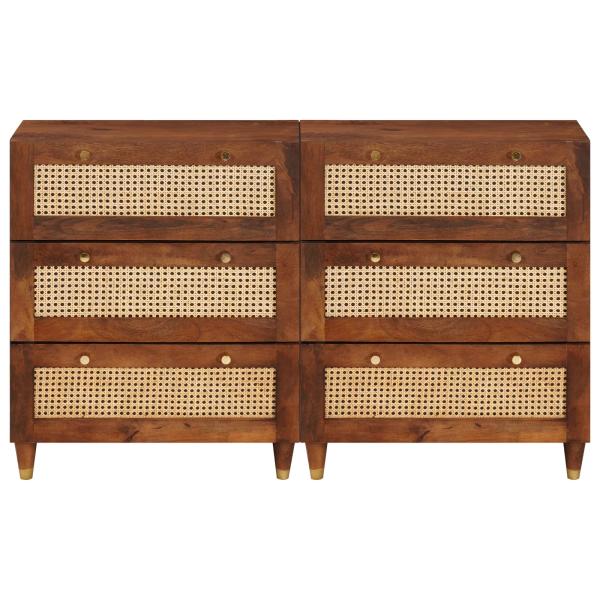 Sideboard Set 2 pcs Braun 60 x 33,5 x 75 cm Massivholz Mango