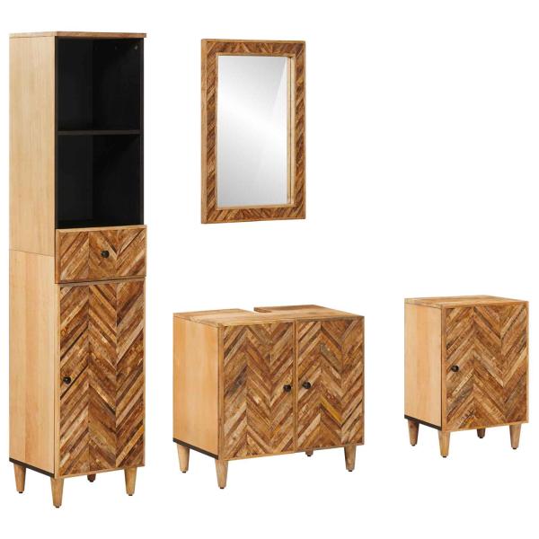 ARDEBO.de - Badezimmerschrank-Set mit Schubladen 4 pcs Massivholz Mango