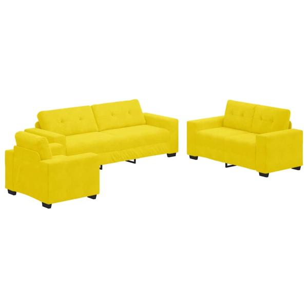 Sofa Set 3 stk. Gelb Samt