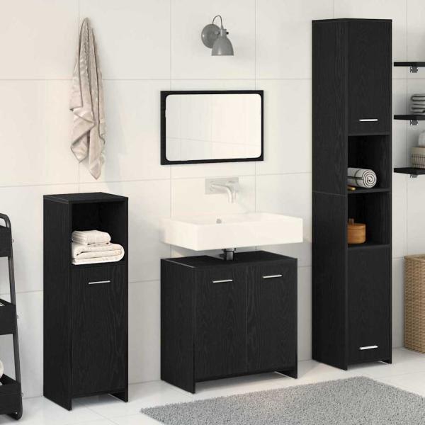 ARDEBO.de - Badezimmermöbel-Set 4 stk. Schwarz Eichen-Optik