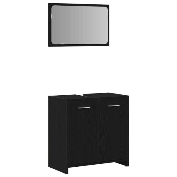 Badezimmermöbel-Set 4 stk. Schwarz Eichen-Optik