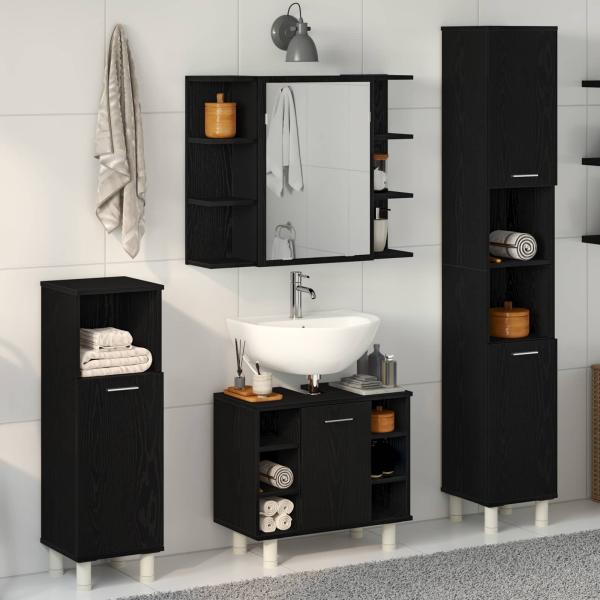 ARDEBO.de - Badezimmermöbel-Set 4 Stk. Schwarz Holzwerkstoff