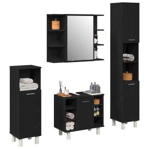 Badezimmermöbel-Set 4 Stk. Schwarz Holzwerkstoff