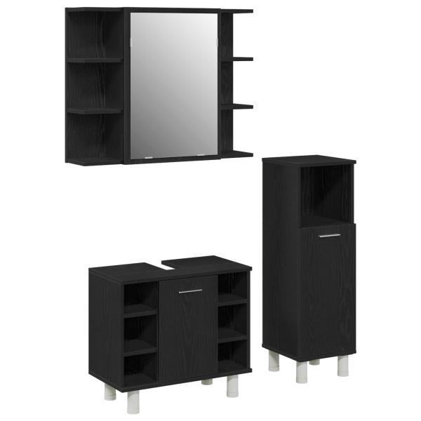 Badezimmermöbel-Set 3 stk. Schwarz 30 x 30 x 99,5 cm