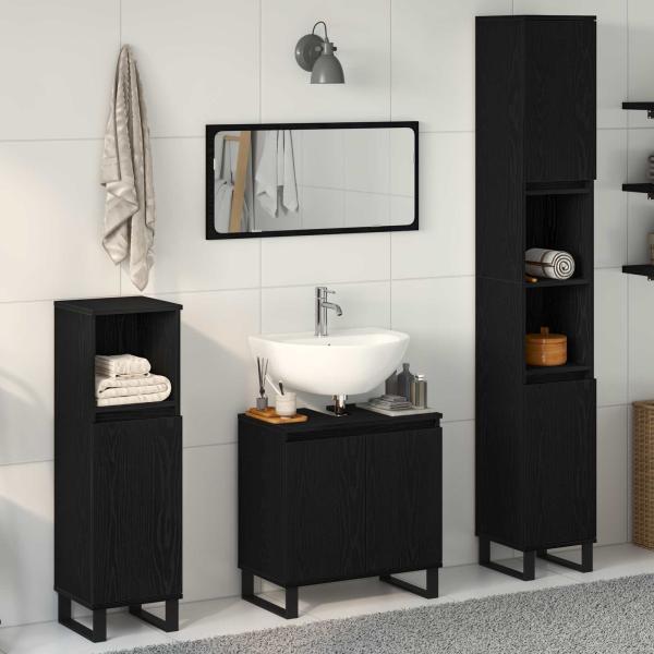 ARDEBO.de - Badezimmermöbel-Set 3 stk. Schwarz Eichen-Optik