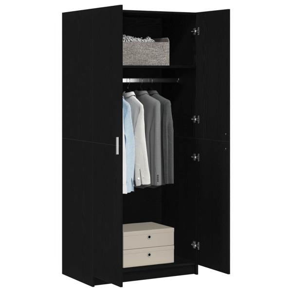 Kleiderschrank Schwarz Eichen-Optik 80 x 50,5 x 180 cm