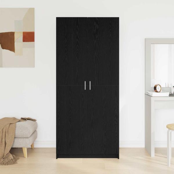 Kleiderschrank Schwarz Eichen-Optik 80 x 50,5 x 180 cm
