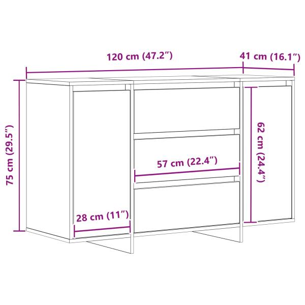 Sideboard mit Schubladen Schwarz 120 x 41 x 75 cm Holzwerkstoff