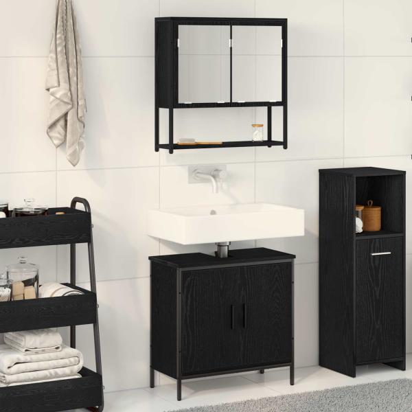 ARDEBO.de - Badezimmermöbel-Set 2 stk. Schwarz 60 x 30 x 60 cm