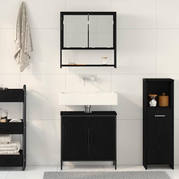 Badezimmermöbel-Set 2 stk. Schwarz 60 x 30 x 60 cm