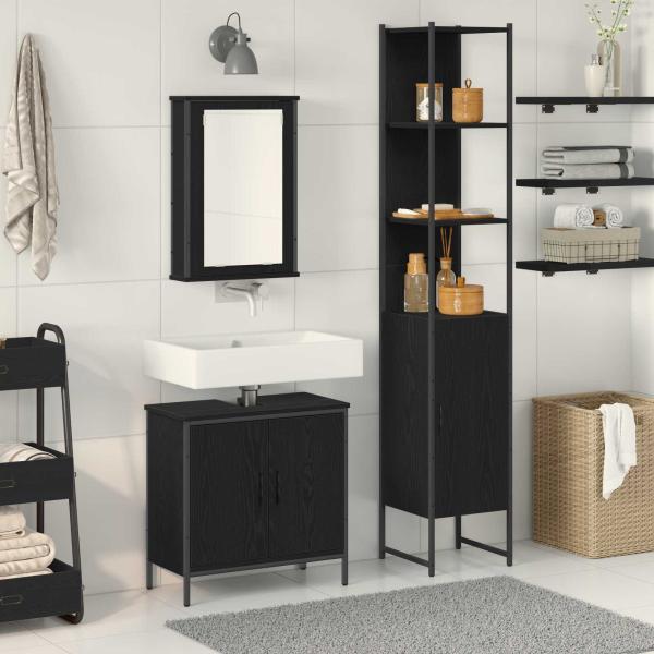 ARDEBO.de - Badezimmermöbel-Set 3 stk. Schwarz 33 x 33 x 185,5 cm