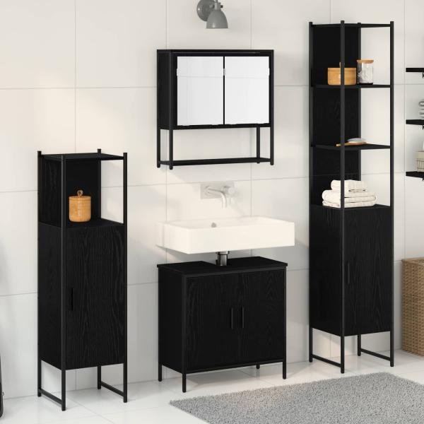 ARDEBO.de - Badezimmermöbel-Set 4 stk. Schwarz 33 x 33 x 185,5 cm