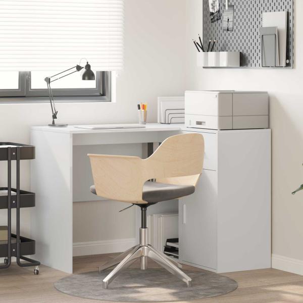 ARDEBO.de - Eck-Schreibtisch mit Schubladen Weiß 102 x 88 x 75 cm