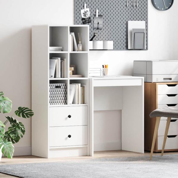 ARDEBO.de - Schreibtisch mit Schubladen mit Regal mit Speicher 2 pcs Weiß