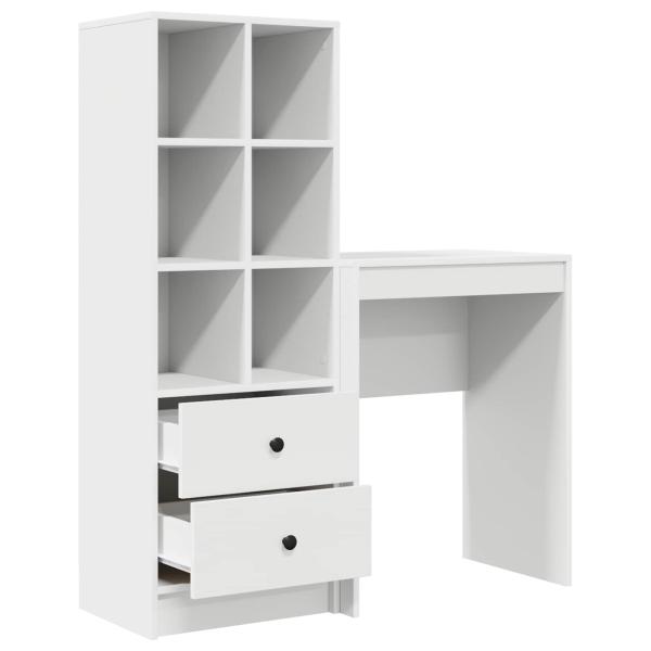 Schreibtisch mit Schubladen mit Regal mit Speicher 2 pcs Weiß
