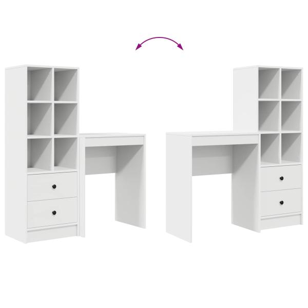 Schreibtisch mit Schubladen mit Regal mit Speicher 2 pcs Weiß