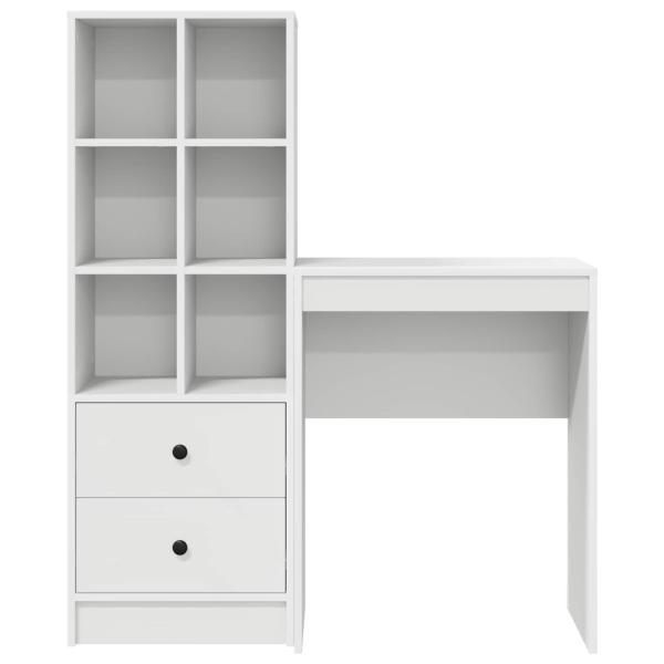 Schreibtisch mit Schubladen mit Regal mit Speicher 2 pcs Weiß