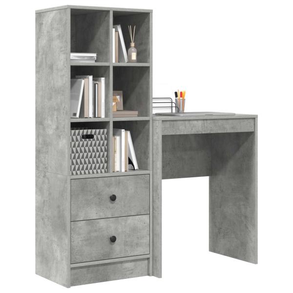 Schreibtisch Beton Grau 105,5 x 34 x 127 cm 2 stk.
