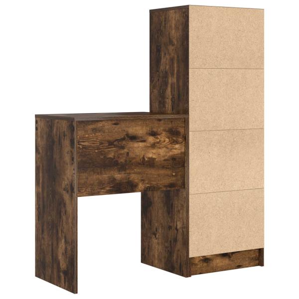 Schreibtisch mit Schubladen mit Regal 2 pcs Geräucherte Eiche