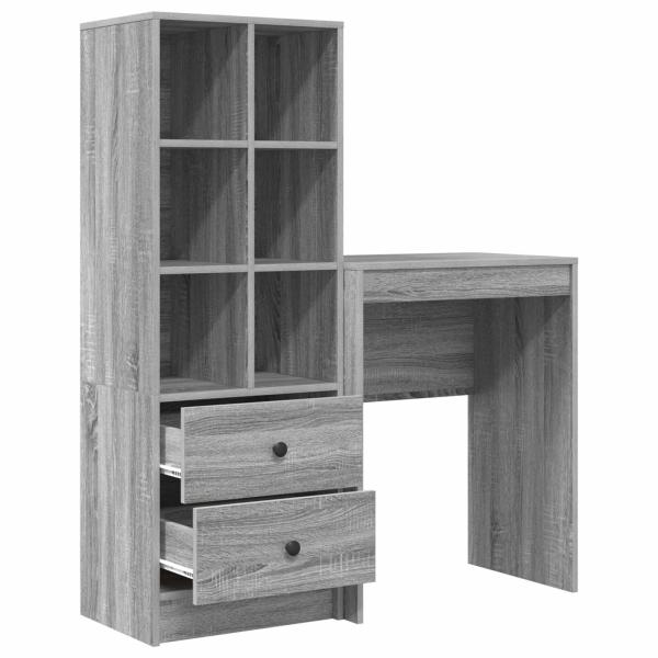 Schreibtisch mit Schubladen mit Regal 2 pcs Graues Sonoma
