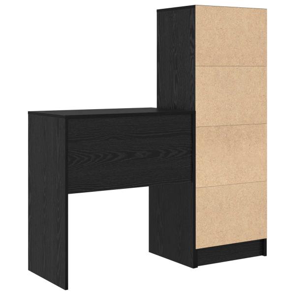 Schreibtisch mit Schubladen 2 pcs Schwarz Eichen-Optik