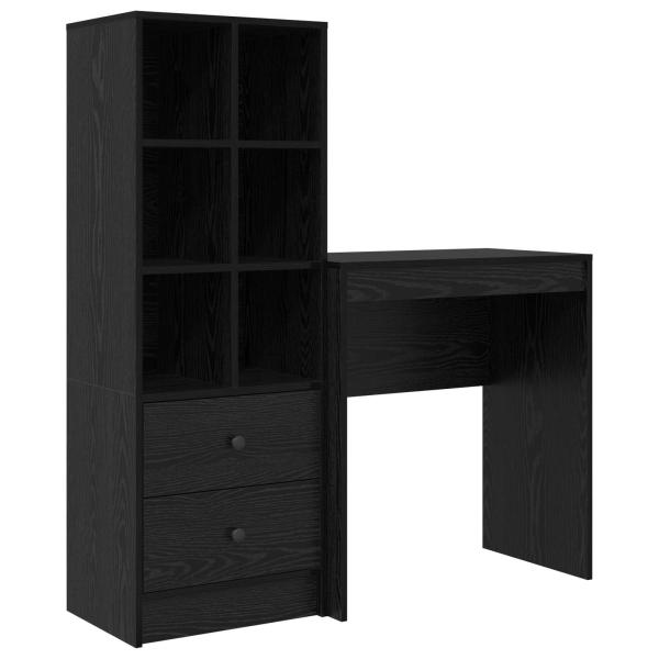 Schreibtisch mit Schubladen 2 pcs Schwarz Eichen-Optik